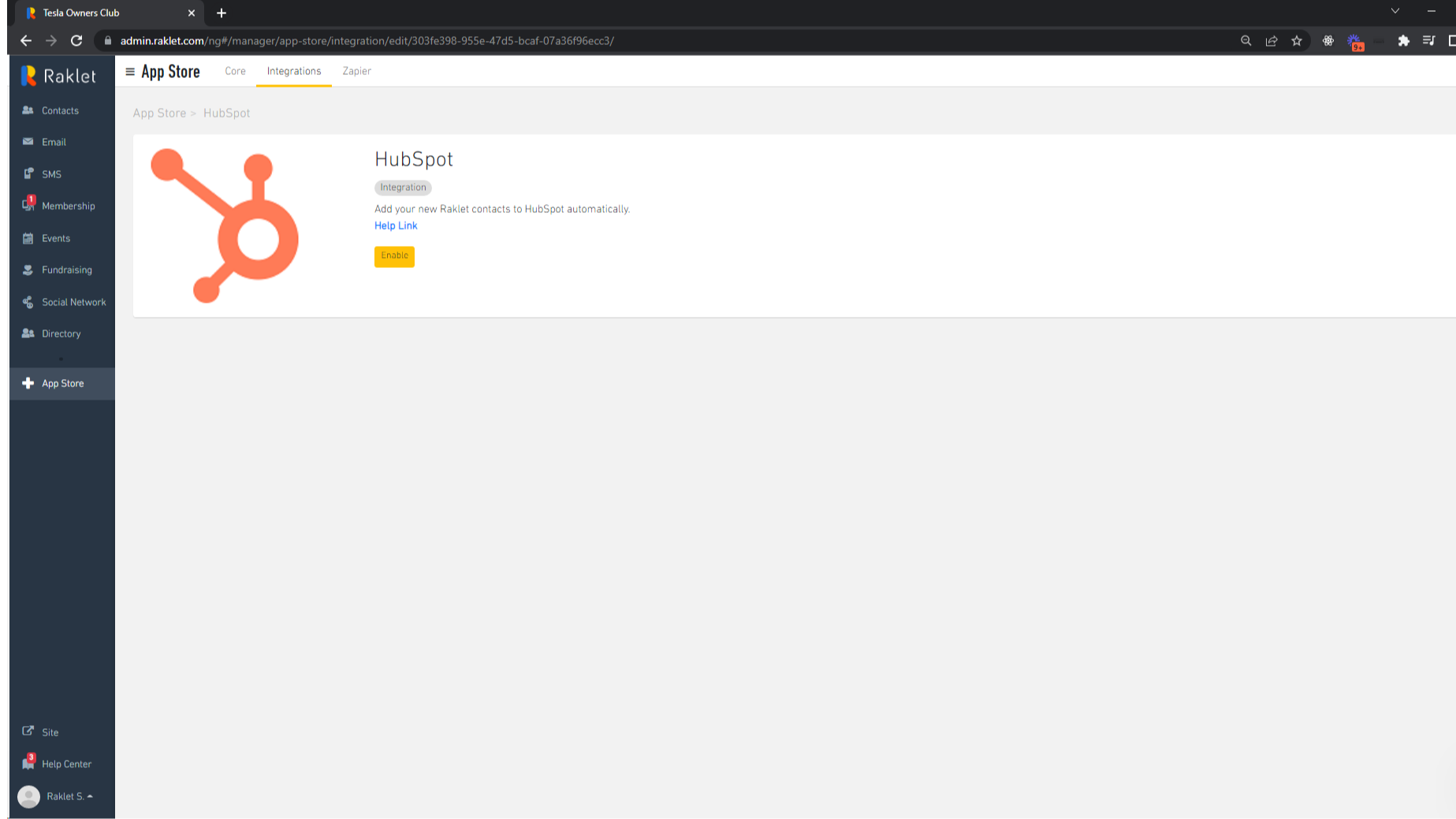 Follow initial url to easily complete HubSpot integration